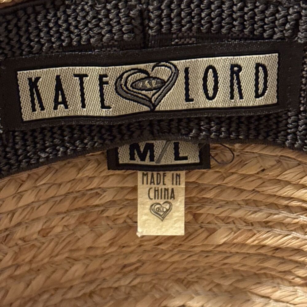 Kate Lord Straw Sun Hat With Mauve Ribbon Size M/L - Picture 7 of 9